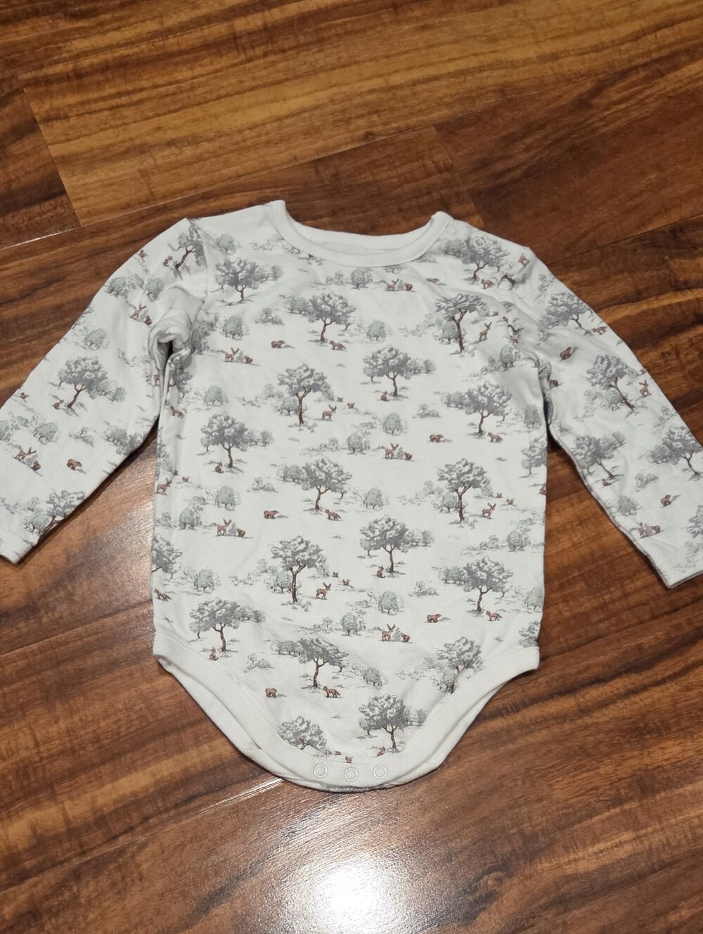 Janie and Jack EUC 12-18 Months Ivory Woodland Print Bodysuit